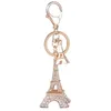 Keychains Aniversário Rhinestone Unisex Gift Jewelry Acessórios de lembranças Eiffel Tower Chain de chave decorativa fofa Fred22