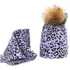 Chapéus de leopardo Scarves Conjuntos Duplo Engrossar Capas Quentes Pompom Infinity Dot Sarf Sets