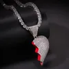 High Quality Micro Pave Broken Heart Pendant Necklace Hip Hop Style Lovers Gift Jewelry