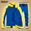 Spring Mens Sweatsuit Sets 2 Piece Zipper Jacket Track Suit Pants Man Casual Brand Tracksuit Male Sportswear Set Clothes 4XL 201204