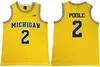 NCAA Michigan Wolverines College 2 Poole Basketball Jerseys 5 Jalen Rose 4 Chris Webber 25 Juwan Howard vintage Amarelo azul branco Camisas costuradas S-xxl