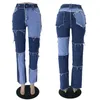 SHENGPALAE 2020 Nuovo Autunno Casual Jeans Donna Pantaloni Lunghi Cowboy Femminile Allentato Streetwear Hit Colot Splice Pantaloni LJ201013