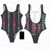 Colorful Letter Swimwear One Piece Stylish Swimsuits Vintage Design Bathing Suits Lady Summer Swimsuit