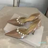 Sapatos de vestido de festa de design de alta qualidade para noivas e senhoras moda sexy apontou saltos altos frisados ​​com diamantes