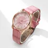 Mode Kvinnor Klockor Lyxig Tjej Casual Armbandsur Leather Band Crystal Rhombus Double Color Ring Ladies Quartz Watch