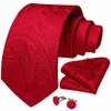 Ny design bröllop män slipsar röda solida randiga paisley slips för män affärer dropshipping dibangu hanky manschettknappar slips set y1229