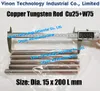 (2PCS PACK) Ø15x200Lmm Copper Tungsten Rod W75 (Copper 25%+Tungsten 75%), Spark Erosion Copper Tungsten Electrode Alloy Round Bar Dia. 15mm