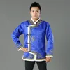 المنغولية معطف للرجال الأزرق الملابس العرقية طويلة الأكمام زي التقليدية الرجعية الشرقية الشتاء تانغ البدلة كبار البالغين