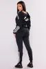 Kvinnors Tracksuits Wear Hat Sexig Casual Wear Zipper Stickad Sweatshirt med byxor Jogging 2-Piece Set