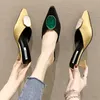 Designer Women Switaped Toe Gem Med Heels Kobiet Pompy Marka Ladies Leather Casual Club Party Shoes Square Heels Wedding Buty