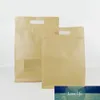 50 pcs marrom papel kraft alimento embalagem zíper saco lado gusset stand up zip lock saco de janela de café chá secado frutas