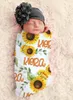 Nyfödd spädbarn baby swaddle wrap sovsäckar leopard florals baby mjuk kokong sömn säck med hatt