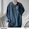 Privathinker Men Autumn Dinosaur Embroidery Pullovers Sweatshirts Mens 3 Colors O-Neck Hoodies Male Fashion Korean Sweatshirt 220107