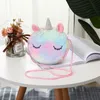 Çocuk Unicorn Messenger Çanta Çanta Peluş Renkli Sevimli Çocuk Kız Omuz Çantası Crossbody Çanta Kılıfı Doğum Günü Hediyesi HHA1691