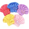 Bonnet de douche en microfibre Serviettes de séchage des cheveux Bowknot Coral Velvet Absorbant Twist Turban Princess Bath Spa Wrap pour femmes et enfants