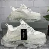 Paris Casual Shoes Triple S Clear Sole Trainers Pappa Sko Sneaker Svart Silver Kristall Botten Herr Dam Överlägsen kvalitet Chaussures