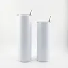 20oz Skinny Sublimation Blank Straight Tumblers Stainless Steel Cup Vacuum Thermal Transfer Printing Straw Coffee Beer Mugs WWQ