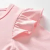 vestiti della neonata nati rosa manica volant top pantaloni geometrici fascia infantile del bambino neonate insieme dei vestiti LJ201223