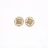 Round Style Cute Flowers Stud Earrings Hollow out Design Gold White Rose Three Color Optional For Women