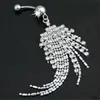 Fashion Sexig Crystal Pierced Navel Bell -knappringar Rings rostfritt stål Diamond Tassel Belly Ring for Women Fashion Jewelry