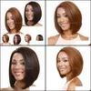 Sentetik Peruk Saç Ürünleri Bobo Peruk Siyah Kahverengi Simasyon İnsan Hairpieces Kadınlar için Düz Pelucas 740 # Bırak Teslimat 2021 YXJFI