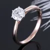 Transgems 우아한 14K 화이트 골드 꽃 모양 14K 로즈 골드 밴드 센터 0.8ct 6mm F 컬러 솔리테어 약혼 반지 Y200620