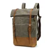 Sac à dos hommes grand voyage toile sacs d'école pour adolescents Crazy Horse sac en cuir décontracté fermeture éclair étanche mâle Men1