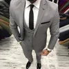 Light Grey Men Wedding Suit Slim Fit 3 Piece Tuxedo Groom Groomsman Custom men suits for traje hombre1