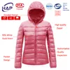 Ultra Light Duck Down Jackets Women 2019 Nowy z kapturem płaszcz zimowy długi rękaw ciepły szczupły 7xl kurtka o rozmiarach Lady Jaqueta Feminina T200107