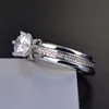 2020 Anello nuziale da sposa bianco femminile con set di gioielli in argento sterling 925 con anelli di fidanzamento in pietra zircone per le donne