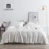 Lanlika Noble White 100% Silk Beauty Bedding Set 25 Momme Silk Healthy Duvet Cover Double Queen King Bed Linen Home Textile T200706
