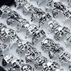 New Top 50pcs Retro Skull Skeleton Gothic Alloy Rings Wholesale Punk Style Rings For Mens