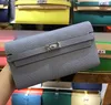 Designer-Marke Lange Brieftaschen Kartenhalter Geldbörse Passtaschen mit Schloss Mode Rindsleder Echtes Leder Brieftasche 24 Farben für Dame 242i