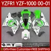 Kit de carrosserie pour YAMAHA YZF-1000 YZF-R1 YZF1000 YZFR1 00 01 02 03 Corps 83No.169 YZF R1 1000CC 2000-2003 YZF 1000 CC Lucky Green R 1 2000 2001 2002 2003 Carénage de moto