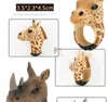 Niños Anillo Ciencia Educación Earra Cognición Simulación Dinosaurio Océano Salvaje Animal Modelo Adornos Plastic Toy Venta Caliente 3 5LH M2