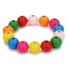 100pcs perles en bois naturelles rondes colorées en vrac entretoise perles en bois pour la fabrication de bijoux bracelet fait main perlé bricolage W qylFmE