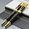 Top High quality Elizabeth Black Titanium Metal Rollerball pen Ballpoint pen Fountain pens Business office Writing supplies with Diamond and serial number clip