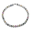 Collana di perle d'acqua dolce multicolore Girocolli con perline di ematite nera 18 pollici con chiusura magnetica rotonda liscia di buona qualità