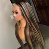 Ombre 1b 27 color straight virgin hair s brown and transparent highlight honey blonde lace front wig266w3831479