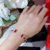 S925 Sterling Silver Red Agat Lock Catch Armband White Shell Gourd Armband 18K Rose Gold Plating Personliga Kvinnors Gratis frakt