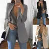 Hot Vintage Blazers Femmes À Manches Longues Slim Fit Costume Cardigan Décontracté Blazer Costume Femme Travail Bureau Dame Manteau Femmes D'affaires Outwear