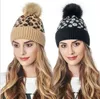 groothandel luipaard vrouwelijke hoeden gebreide beanie hoed herfst winter warm wollen hoed meisjes vrouwen haak warme hoed voor volwassene