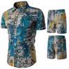 Mens Summer Designer Suits Beach Seaside Holiday Shirts Shorts Clothing Sets 2pcs Floral Tracksuits263M