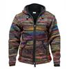 Laamei Men Fashion Sweater Cardigan Rainbow Striped Knitted Jacket Coat Autumn Hooded Jacket Male Zipper Retro Knitted Coat 201123