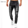 Mais novo Moda Hot Men's Long Straight Perna Slim Fit Fit Casual Elastic Foot Abertura Denim Calças Joelho Duplo Zipper Skinny Jeans Homens C1123