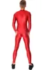 Red Lycra Spandex Catsuit Costume Unisex Yoga Costumi Sexy Donna Uomo Body Suit No Head Hand Foot Halloween Party Fancy Dress Cosp227J