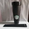 Starbucks 24oz/710ml Tumbler de plástico reutilizável bebida clara bebida de fundo liso Copo de copo de pilar da palha Bardian