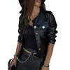 Dames PU Lederen Jassen Lente Herfst Faux Lederen Jassen Dames Motor Biker Button Slanke Jassen Basic Black Short Coats D301