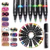 16 Renkler / Set 3D Nail Art Kalem Nail Art için DIY Tasarım Çizim Boyutu UV Jel Lehçe Marker Kalem Tırnak Dekorasyon Araçları Manikür