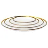 Gold Inlay Edge Glasfutter Servierplatte Obst Dessert Kuchen Salat Mahl